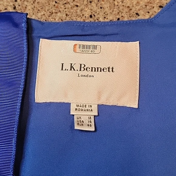 ✅️ L.K. Bennett Blue Ivor Sheath, Sz 14 - Picture 7 of 10